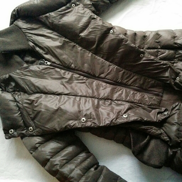 Olive hip length down coat - Picture 5 of 7